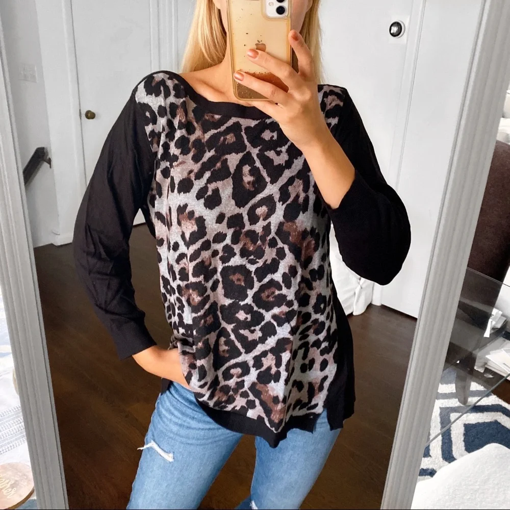 🐆 PAPAYA BLACK LEOPARD PRINT KNIT JUMPER! - Picture 5 of 9